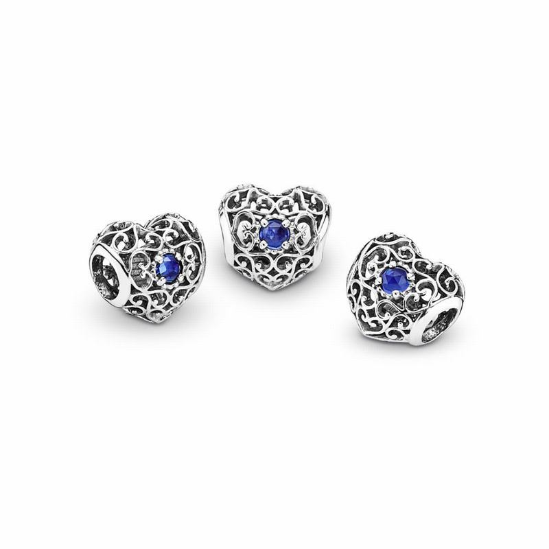 Pandora September Signature Heart Charm Silver Egypt RP7895630